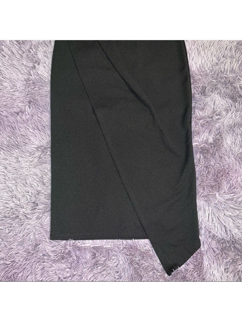 Missguided Strapless Asymmetrical Black Dress - Picture 3 of 8